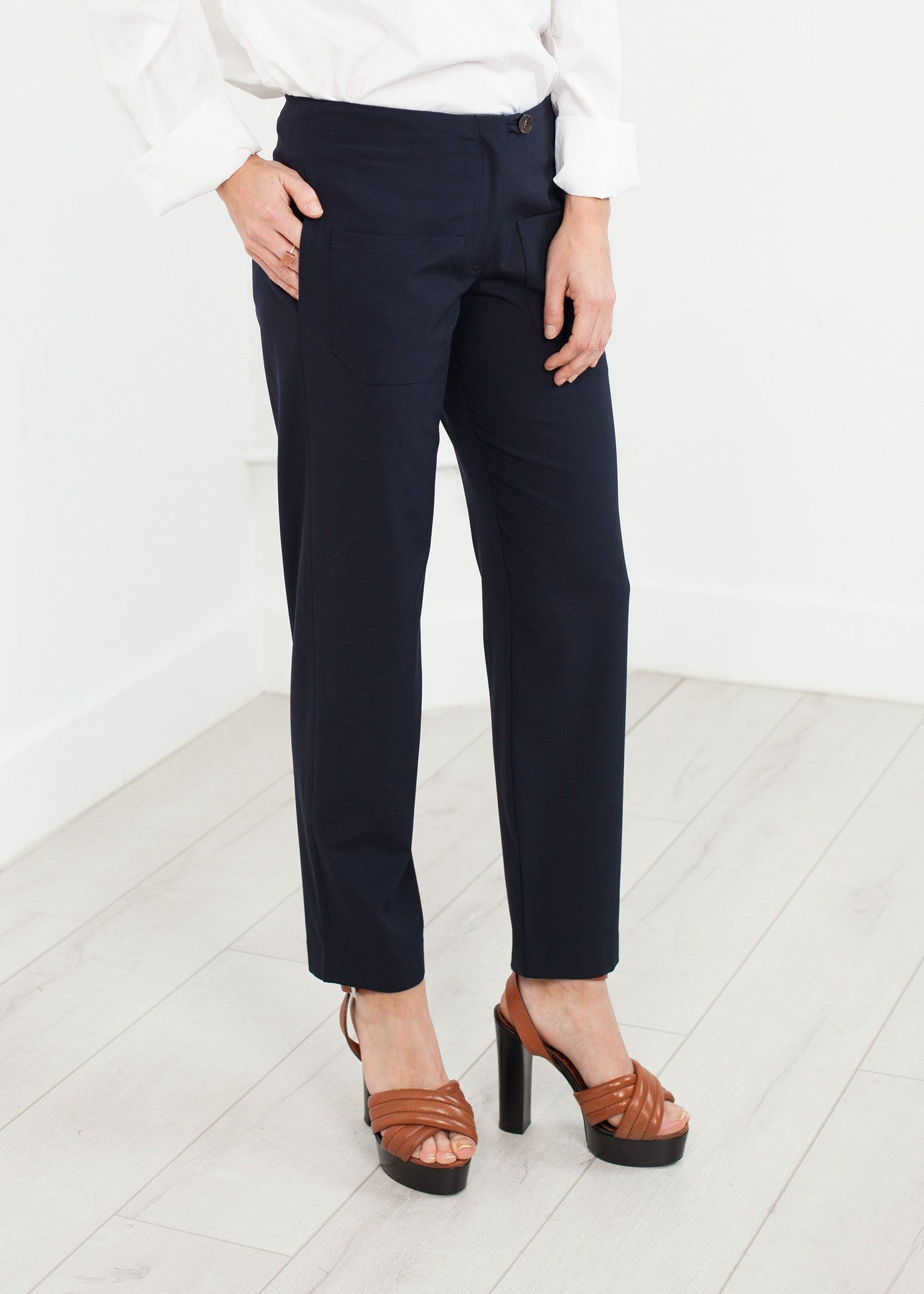 Pantalon à poches plaquées bleu marine