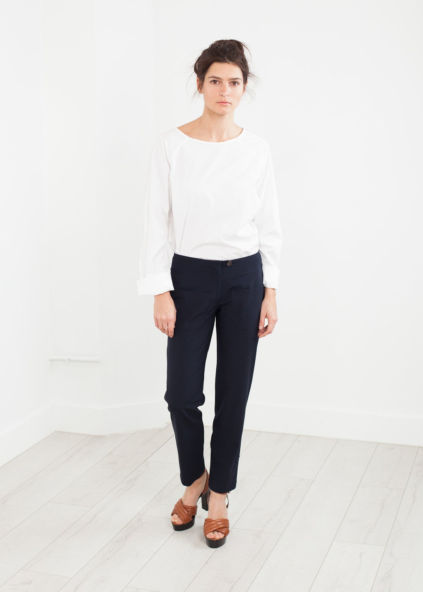 Pantalon à poches plaquées bleu marine