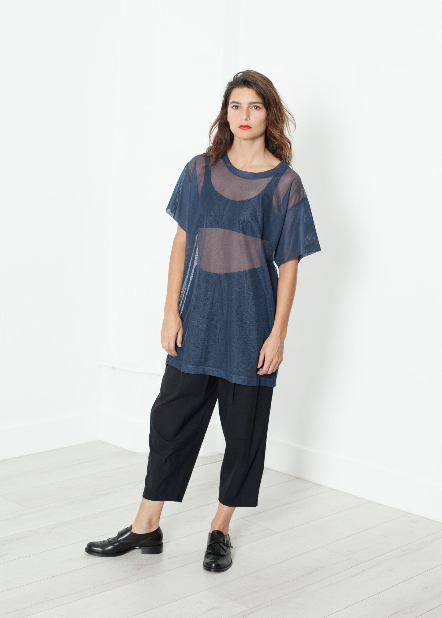 Robe en maille bleu marine