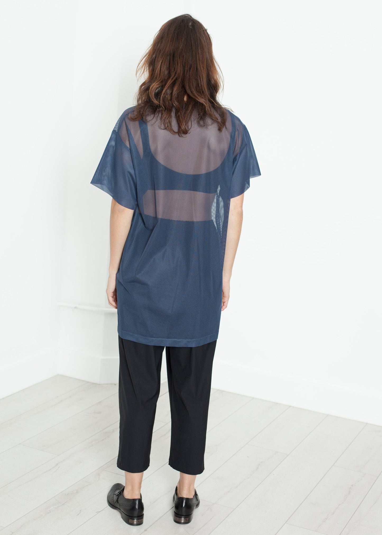 T-shirt en maille bleu marine