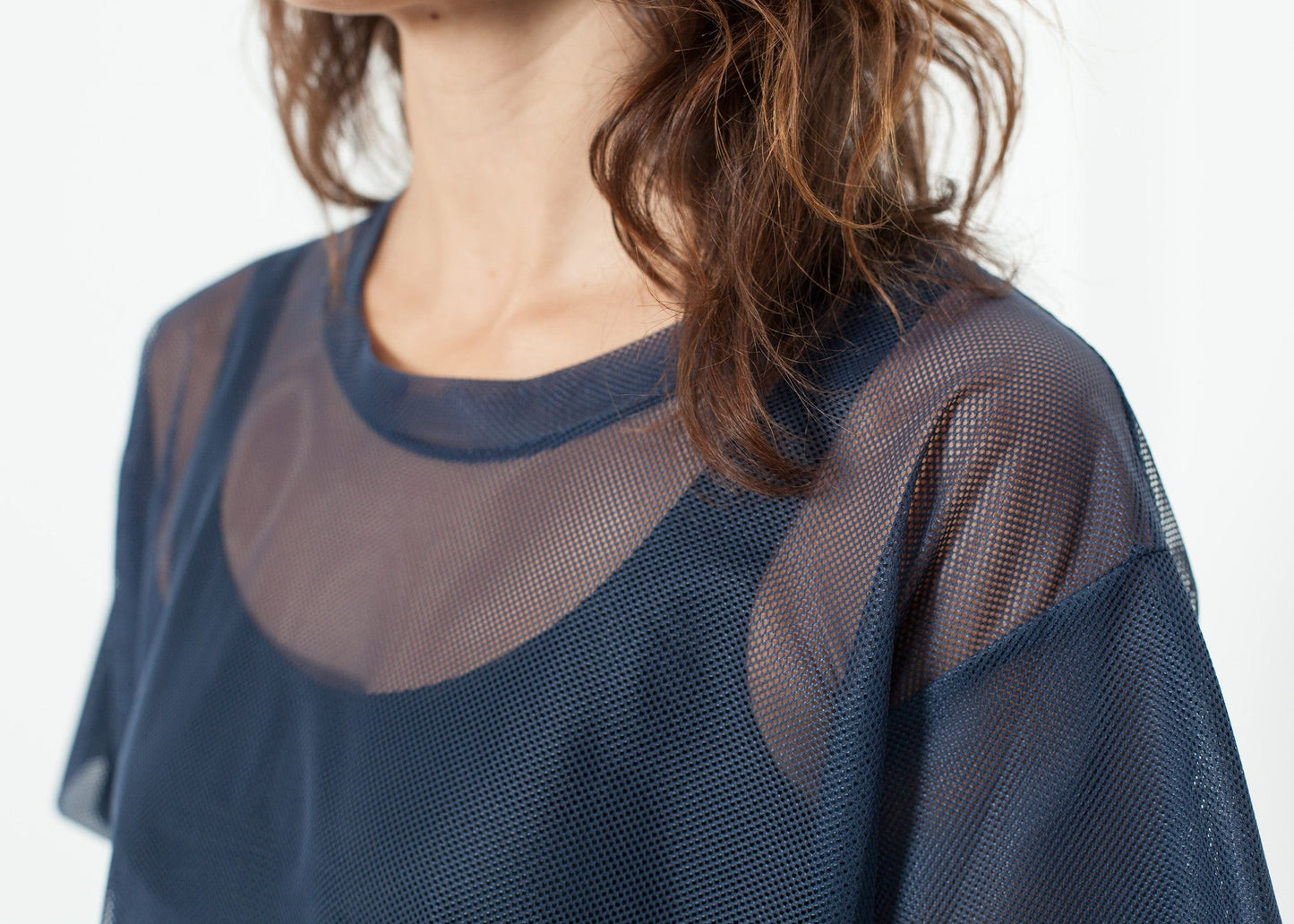 T-shirt en maille bleu marine