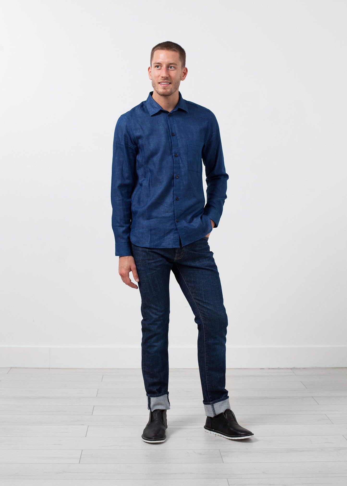 Chemise indigo décontractée