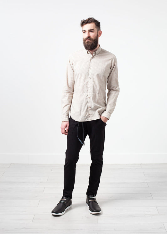 Chemise boutonnée à motifs beige