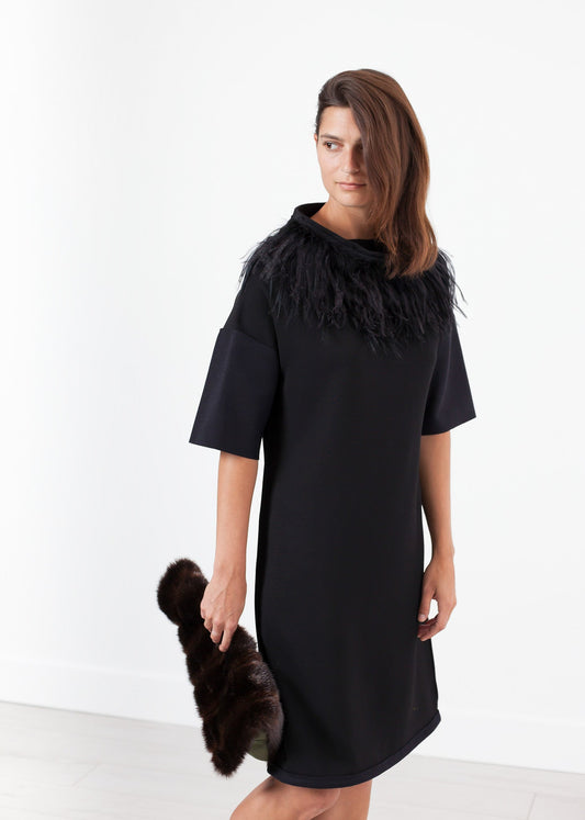 Robe à plumes d'autruche noire