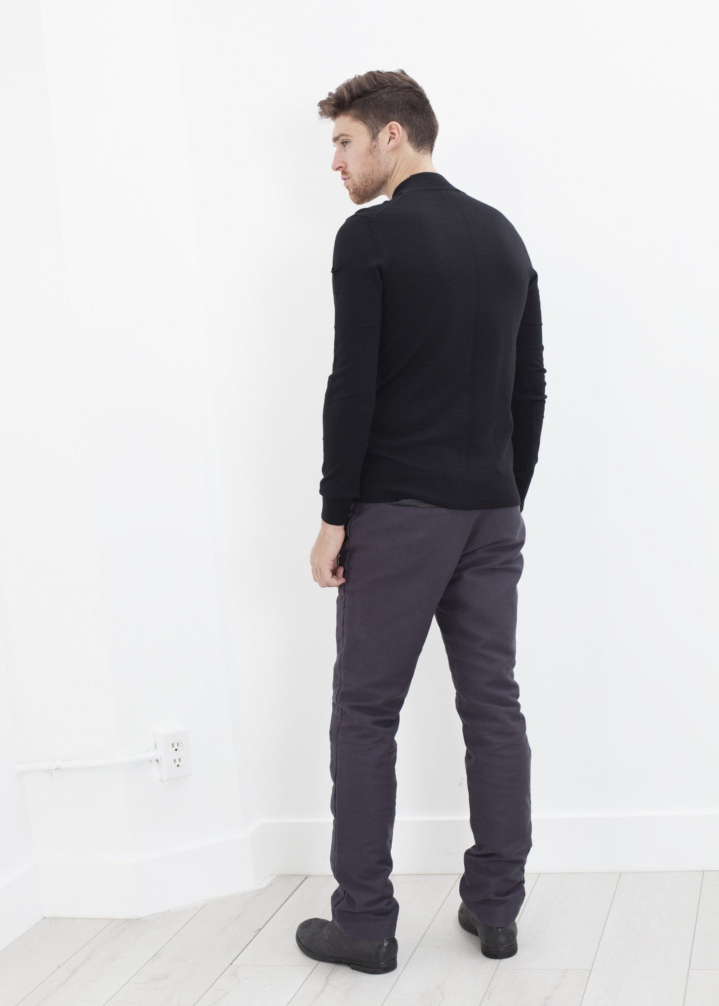 Col roulé en tricot mérinos noir