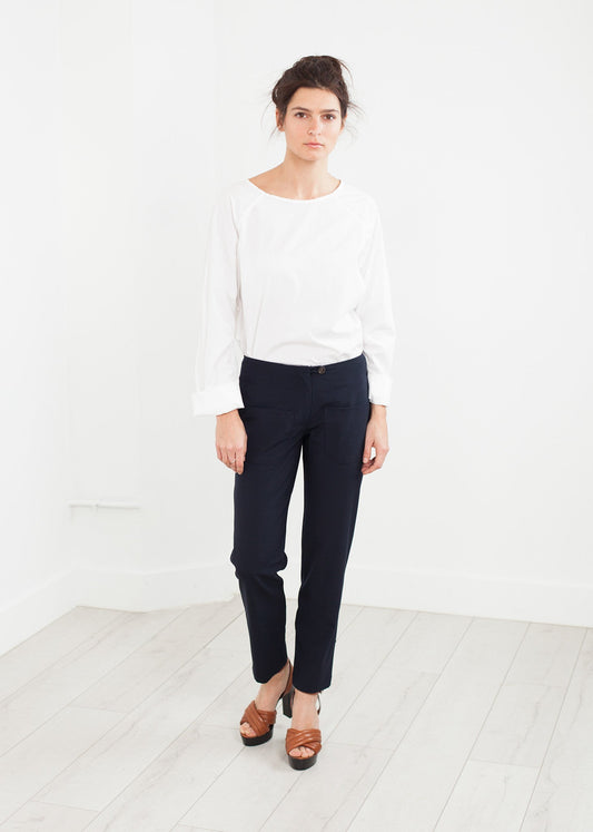 Pantalon à poches plaquées bleu marine
