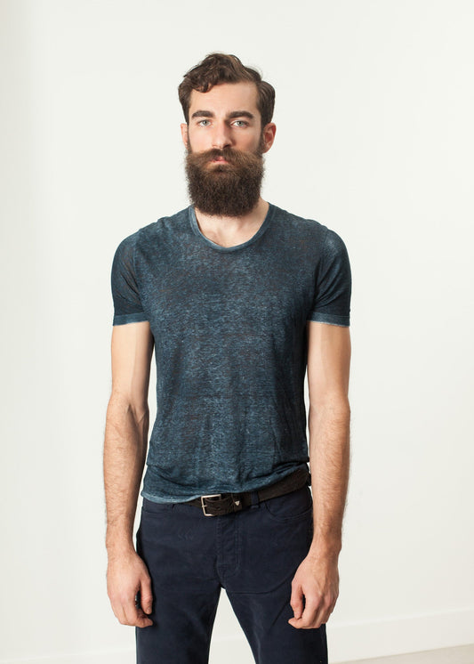 T-shirt mélangé bleu marine/noir